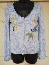 WHITE STUFF EMBROIDERED BIRD WOOL,COTTON,CASHMERE CARDIGAN..10..NEXT DAY POSTAGE