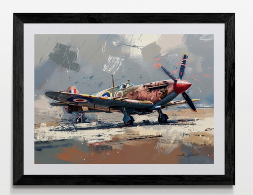 Spitfire style aircraft framed - aircraft,