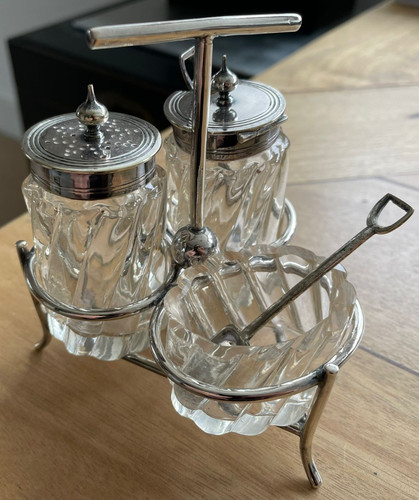 Vintage cut glass and metal - glass,