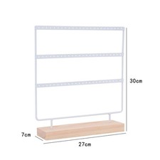 3 Tier Earring Display Holder Metal Jewelry Organizer Wood Base Stud Rack Stand