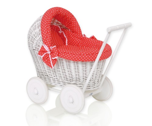 White wicker pushchair for