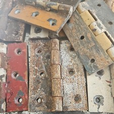 Job Lot 8 Vintage Heavy Steel Door Hinges 3.5" Tall Rusty Reclaimed Shed Find