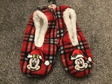 TU / DISNEY LADIES micky and minnie mouse footsie slippers BNWT * SHOE SIZE 4-8