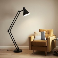 Floor Lamp Matt Black Retro Articulated Arm Tilting Head Livingroom (H)168cm
