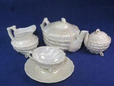 VINTAGE 4 Piece Mini Tea Set Sea Shell Pattern Lustre Finish