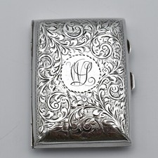 Edward VII Sterling Silver Curved Cigarette Case 1910 Patterned Acanthus Scroll