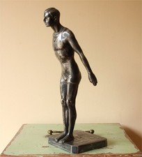Antique Swimming Trophy. Wilhelm Zwick Diving Figure Sports Statue. Ghent. c1910