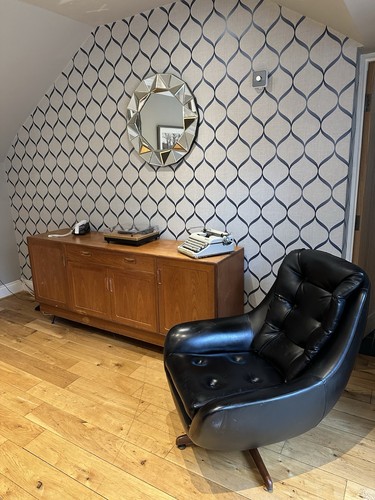 Vintage black leather - leather, swivel