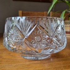 Vintage Lead Crystal Handcut Fruit Bowl 18cm Heavy Clear Trifle Centrepiece