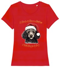 Womens POODLE Christmas T-Shirt Santa Hat Dog Woof Wishes Gift For Dogs Lovers