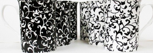 Venetian black white mugs set - venetian,