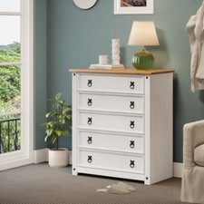 Corona Bedroom Furniture White Wax Bedside Chest Drawers Wardrobe Dressing Table