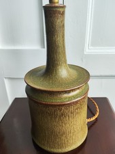 1970s Vintage Kähler Danish Ceramic Stoneware Table Lamp - Green Glaze