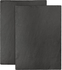 2Pack Rectangle Slate Placemats 35cm x 25cm Black Dining Table Mats Set 1-DAMAGE
