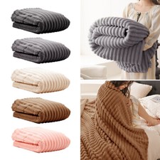 Faux Rabbit Fur Throw Sofa Bed Thick Blanket Reversible Fuzzy Warm 180*200CM