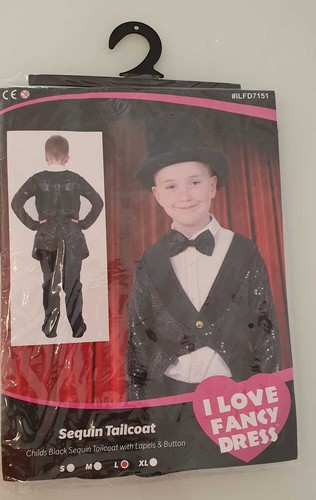 Black sequin tailcoat childs - black,