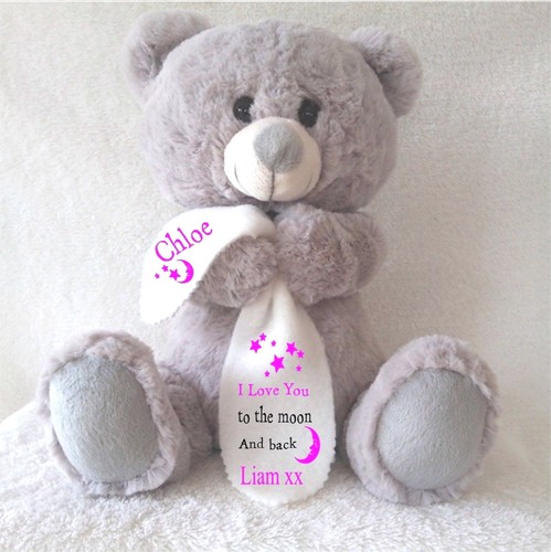 Personalised teddy bear grey - personalised,