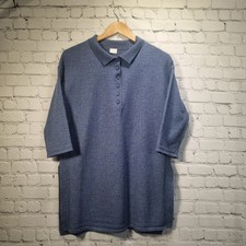 Poetry Merino Wool Blend 3/4 Sleeve Tunic Jumper Women's 6 Blue