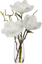 DILATATA Faux Flowers in Vase 15.4" Magnolias White-magnolia#1 