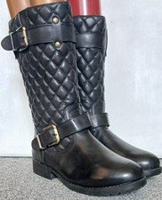 WOMENS ELLA BLACK FAUX FUR LINED MID CALF BOOTS. SIZE UK 6