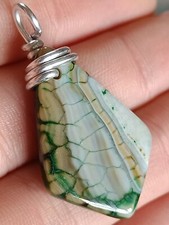 Dragons Vein Agate pendant patterned shield crystal handmade