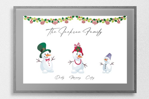Snowman family personalised - family,,