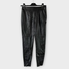 Topshop Faux Leather Trousers Sz Petite 8 L25 Black Skinny Biker Rock Funky