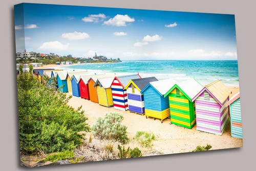 Colourful beach huts retro - colourful,