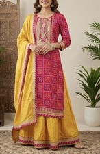Pink and yellow lehenga