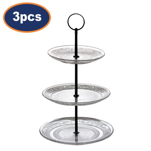 3pc tier glass - 3pc, cake
