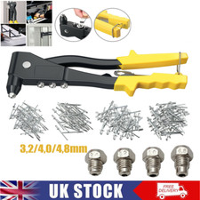 HEAVY DUTY HAND RIVET GUN 4 HEAD NOZZLE RIVETER + 380 ASSORTED POP RIVET