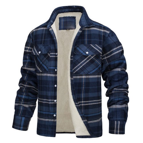 Mens plaid coat wool fur - mens,