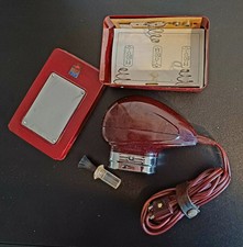 1950's Vintage Burgundy Philishave With Battery Box And Brush Vintage Untested