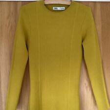 Zara Long Mustard Yellow Dress with Full Length Sleeves VGC 