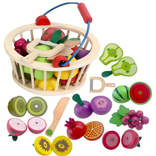 Children wooden fruit cutting - children,