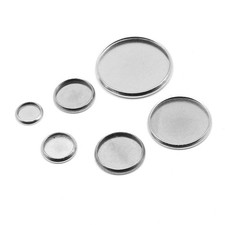 100x 304 Stainless Steel Cabochon Setting Blank Bezel Round Flatback 8~25mm Tray