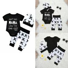 Infant Baby Boy Clothes Outfits Letter Printed Romper Jumpsuit  and Pants Sets