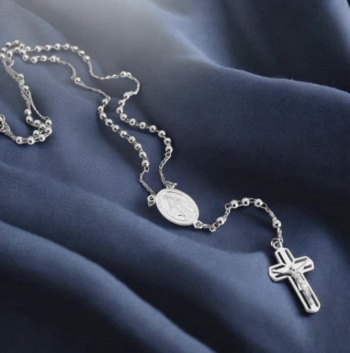 Sterling silver rosary - silver, beads
