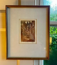 Vintage Limited Edition Etching by John Degnan Titled Courtyard Framed Signed