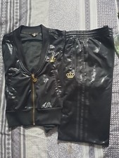Women Vintage Adidas tracksuit Missy Elliot Respect Me shiny gold black SIZE 10