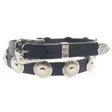 Concho Fitting Black Leather Belt Gothic Punk Belt