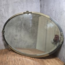 Large Metal Frame Oval Wall Hanging Mirror 1950s Decorative Ornate Heavy 77x51cm