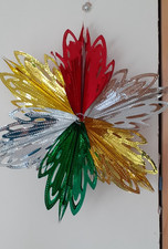 Vintage Christmas Decorations Retro Foil 1980s star multicoloured festive x 2 