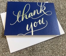 HALLMARK Thank You Card, single card, writing on blue, FREE UK POSTAGE, OFFERS