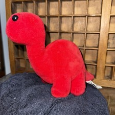 Vintage Manhattan Toy Company red retired Plush Dinosaur rare 1989! 