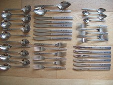 ONEIDACRAFT 1970'S DELUXE STAINLESS CAPISTRANO CUTLERY X 41 PIECES