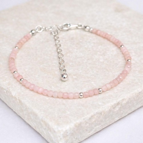 Pink opal beaded bracelet - pink,