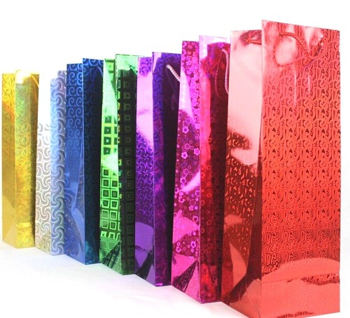 Wine bottle bag holographic - wine,