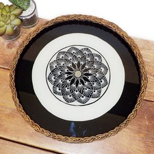 Small Wicker Tray Glass Top