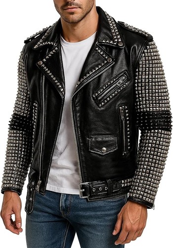 Men studded leather - studded,